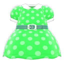 Animal Crossing Items Belted Dotted Dress Green