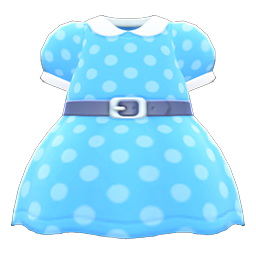 Animal Crossing Items Belted Dotted Dress Light blue