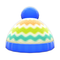 Animal Crossing Items Colorful Striped Knit Cap Blue