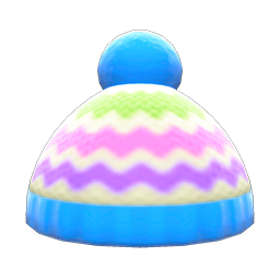 Animal Crossing Items Colorful Striped Knit Cap Light blue