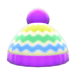 Animal Crossing Items Colorful Striped Knit Cap Purple