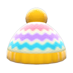 Animal Crossing Items Colorful Striped Knit Cap Yellow
