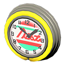 Animal Crossing Items Diner Neon Clock Yellow / Red lines