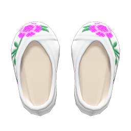 Animal Crossing Items Embroidered Shoes White