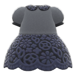 Animal Crossing Items Floral Lace Dress Black