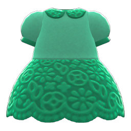 Animal Crossing Items Floral Lace Dress Green