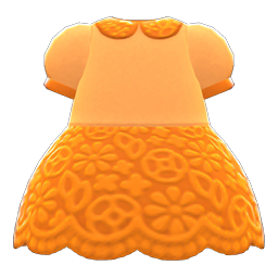Animal Crossing Items Floral Lace Dress Orange