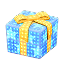 Animal Crossing Items Illuminated Present Blue with yellow ribbon