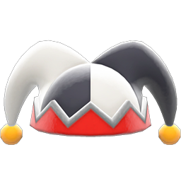 Animal Crossing Items Jester's Cap Black & white