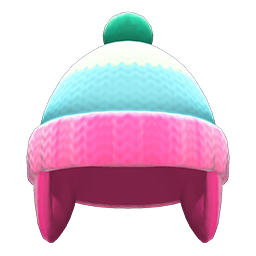 Knit Cap With Earflaps Pink
