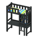 Animal Crossing Items Loft Bed With Desk Black / Green stripes