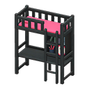 Animal Crossing Items Loft Bed With Desk Black / Pink