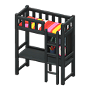 Animal Crossing Items Loft Bed With Desk Black / Red stripes