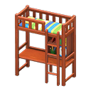 Animal Crossing Items Loft Bed With Desk Brown / Green stripes