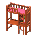 Animal Crossing Items Loft Bed With Desk Brown / Pink