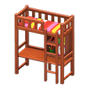 Animal Crossing Items Loft Bed With Desk Brown / Red stripes