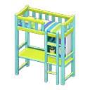 Animal Crossing Items Loft Bed With Desk Light blue / Green stripes