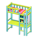 Animal Crossing Items Loft Bed With Desk Light blue / Red stripes