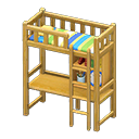 Animal Crossing Items Loft Bed With Desk Natural / Green stripes