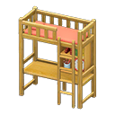 Animal Crossing Items Loft Bed With Desk Natural / Orange