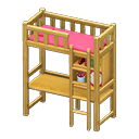 Animal Crossing Items Loft Bed With Desk Natural / Pink