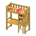 Animal Crossing Items Loft Bed With Desk Natural / Red stripes