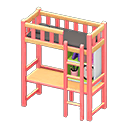 Animal Crossing Items Loft Bed With Desk Pink / Black