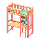 Animal Crossing Items Loft Bed With Desk Pink / Green stripes