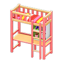 Animal Crossing Items Loft Bed With Desk Pink / Red stripes