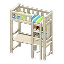 Animal Crossing Items Loft Bed With Desk White / Green stripes