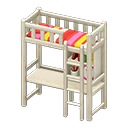 Animal Crossing Items Loft Bed With Desk White / Red stripes