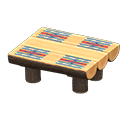 Animal Crossing Items Log Dining Table Dark wood / Geometric print