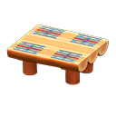 Log Dining Table Orange wood / Geometric print