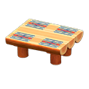 Animal Crossing Items Log Dining Table Orange wood / Geometric print