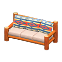 Animal Crossing Items Log Extra-long Sofa Orange wood / Geometric print