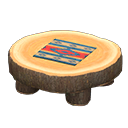 Animal Crossing Items Log Round Table Dark wood / Geometric print