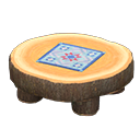 Animal Crossing Items Log Round Table Dark wood / Quilted