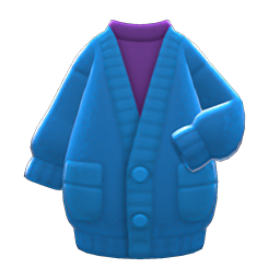 Long Chenille Cardigan Blue