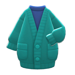 Animal Crossing Items Long Chenille Cardigan Green