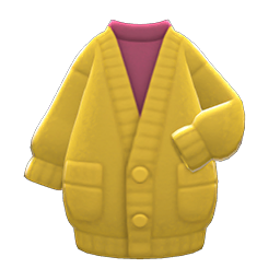 Animal Crossing Items Long Chenille Cardigan Mustard