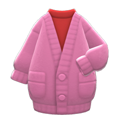 Animal Crossing Items Long Chenille Cardigan Pink