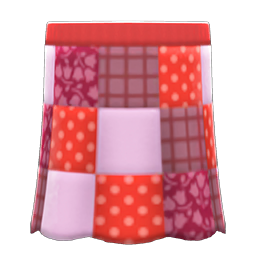 Animal Crossing Items Patchwork Skirt Red