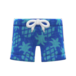 Animal Crossing Items Pineapple Aloha Shorts Blue