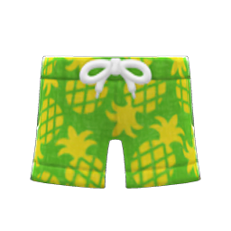 Animal Crossing Items Pineapple Aloha Shorts Green