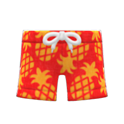Animal Crossing Items Pineapple Aloha Shorts Red