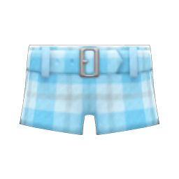 Animal Crossing Items Plaid Shorts Light blue