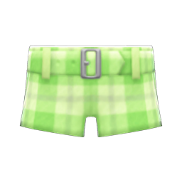Animal Crossing Items Plaid Shorts Light green