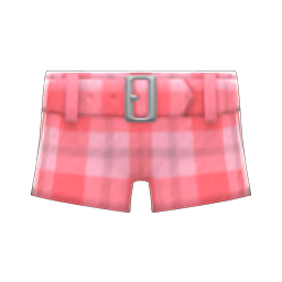 Animal Crossing Items Plaid Shorts Red