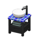 Animal Crossing Items Plain Sink Black wood & tile