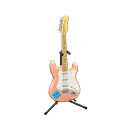 Animal Crossing Items Rock Guitar Coral pink / Handwritten logo